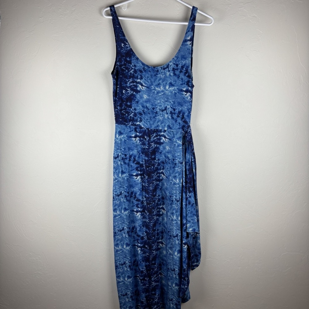 Reformation Kaila Jersey Knit Midi Dress Womens Small Blue Tie Dye Tank Wrap - Picture 3 of 10